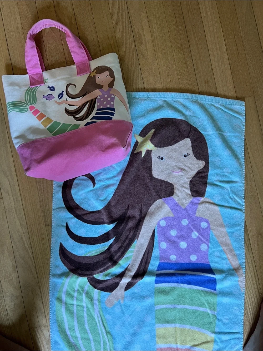 Pottery Barn Kids Rainbow Mermaid Tote &  Mermaid Beach Towel